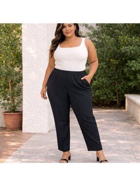 NWT J.Jill Curvy Fit Black Pull-On Pants Size 24 Plus 3X Tencel Blend Stretch